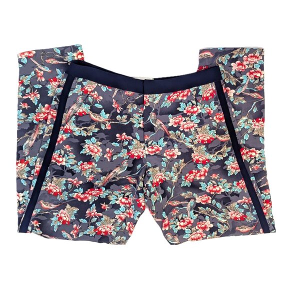 Elevenses | Anthropologie Floral Bird Tapered Tuxedo Ankle Trouser Pants | 6 - Picture 9 of 14
